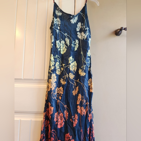 Anthropologie Conditions Apply Elva Slip Midi Dress Deep Teal Floral - Size LP - Picture 5 of 9